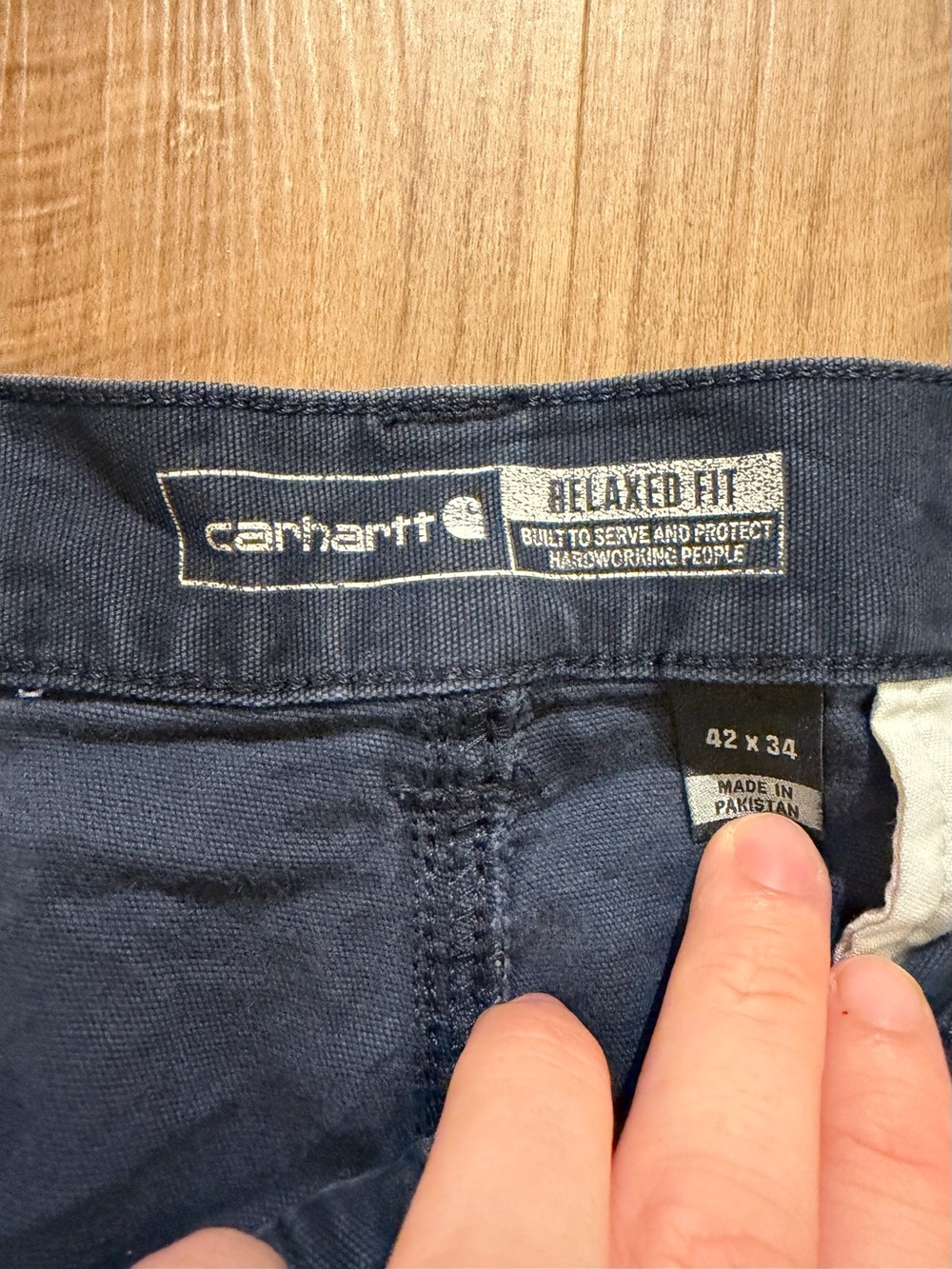 Carhartt Rugged Flex Relaxed Fit Canvas Cargo Work Pant 42x34 Blue Men's - Picture 3 of 6
